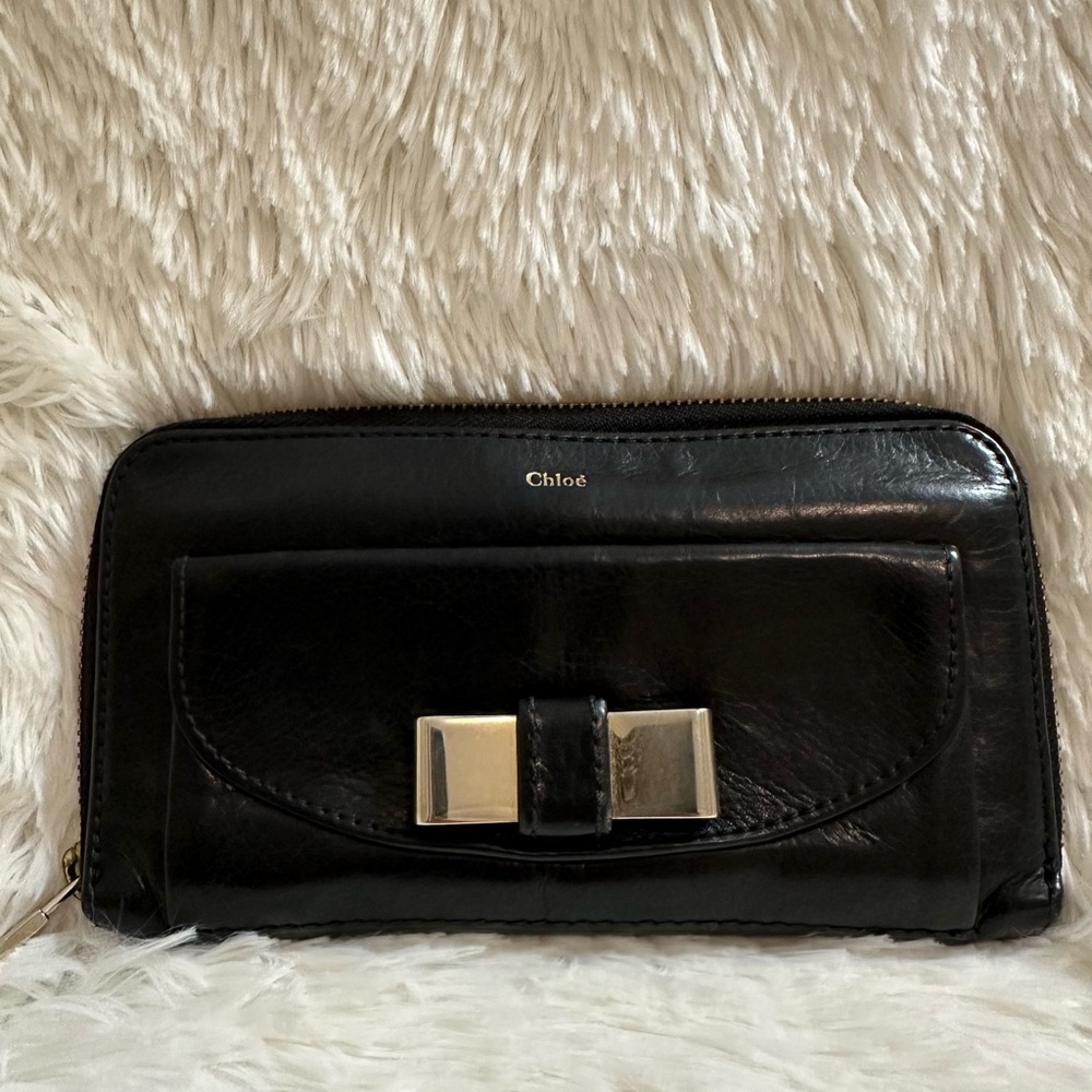 Chloe Black Wallet with Metallic Accent